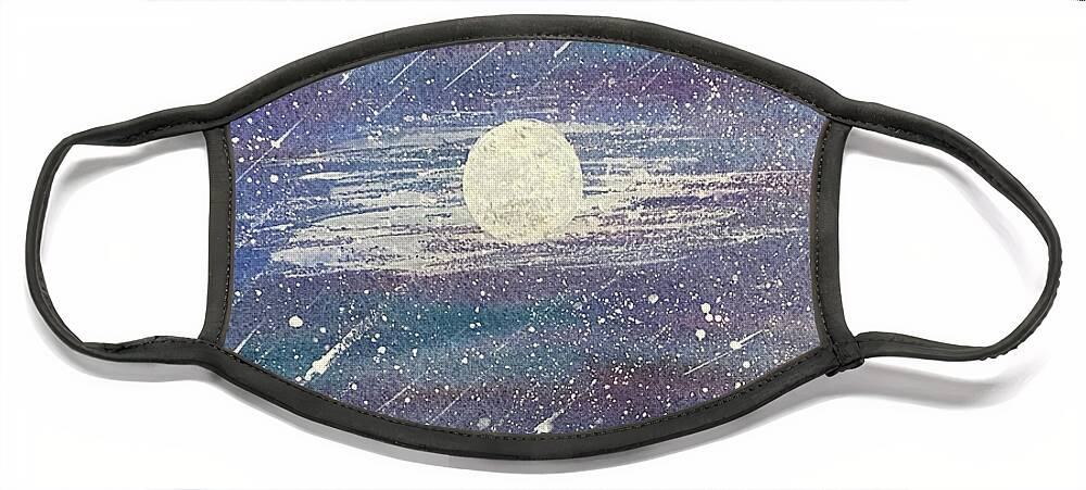 Moon Face Mask featuring the painting Moonlit Sea by Lisa Neuman