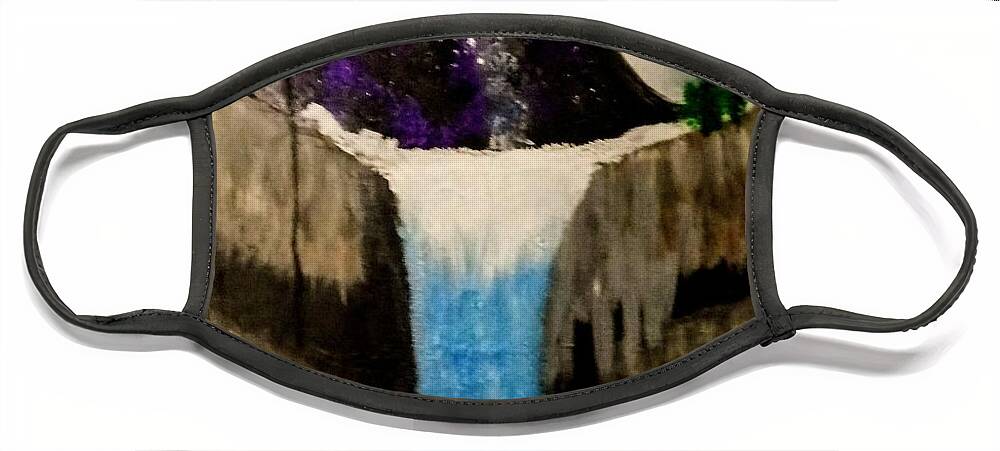 Moon Face Mask featuring the painting Moonlite Waterfall by Anna Adams