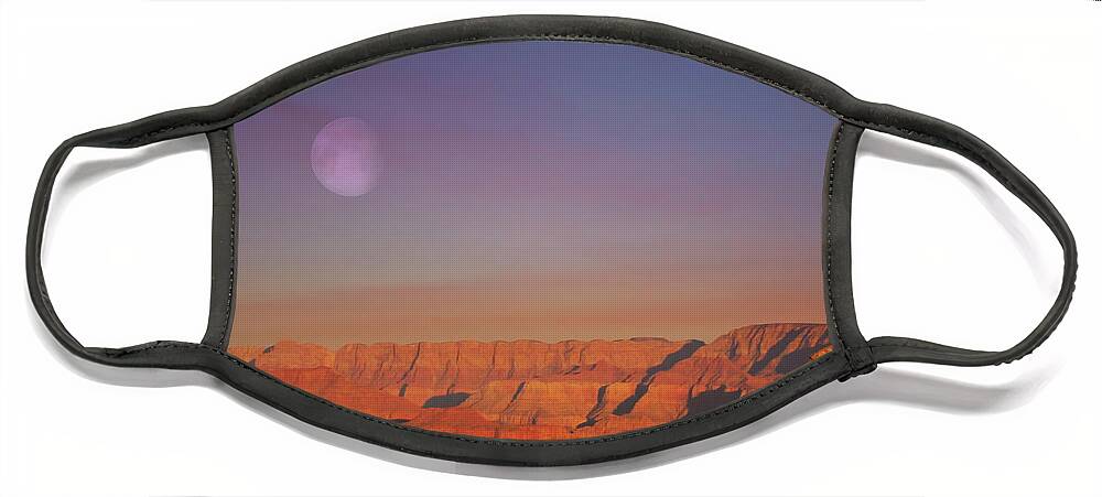 Fine Art Face Mask featuring the photograph Moonrise Over the South Rim by Robert Harris