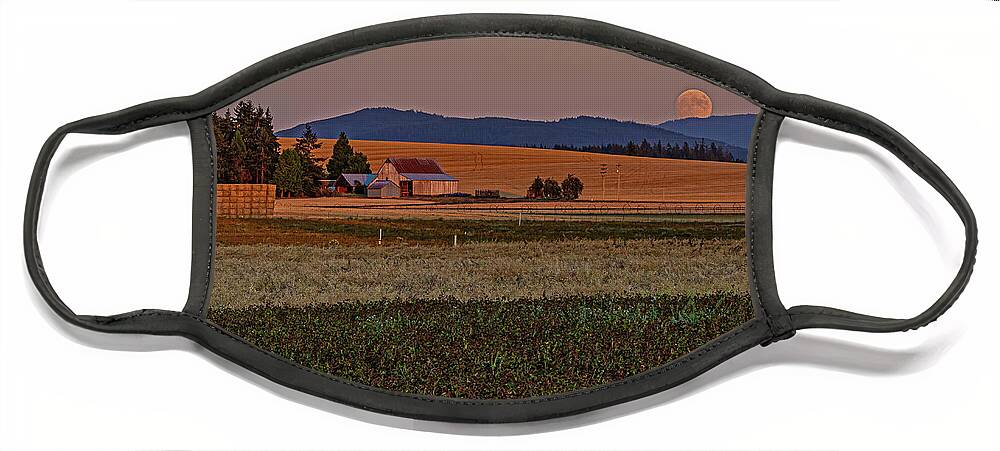 Barns Face Mask featuring the photograph Moonrise over the valley by Ulrich Burkhalter