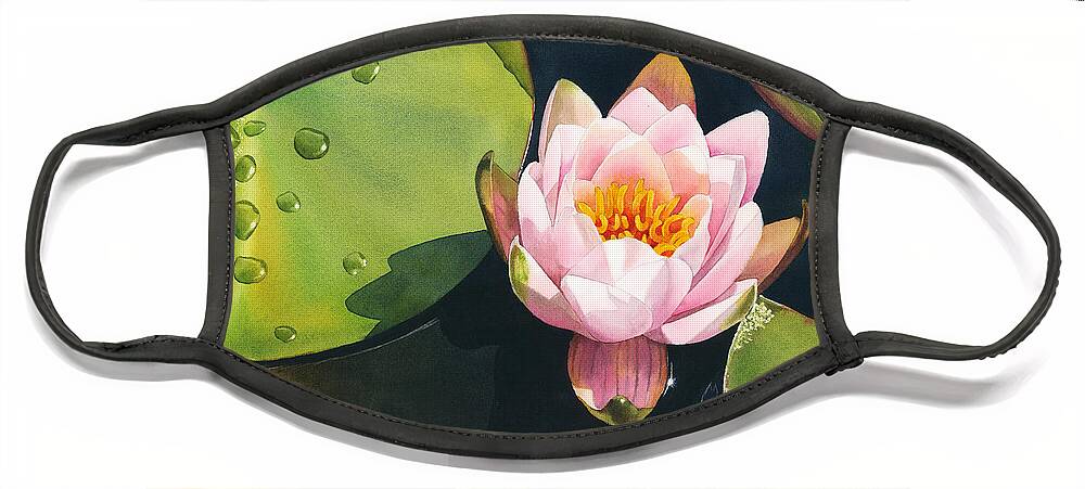 Water Lily Face Mask featuring the painting Morning Bliss by Espero Art