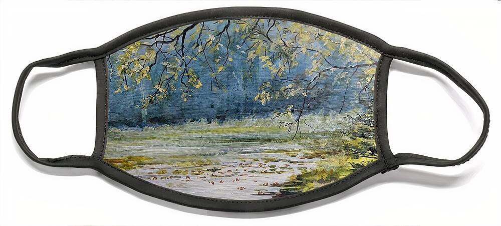 Landscape Face Mask featuring the painting Morning Blue by William Brody