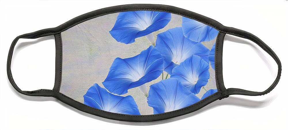 Morning Glory Flowers Face Mask featuring the photograph Morning Glory Blue by Laura D Young