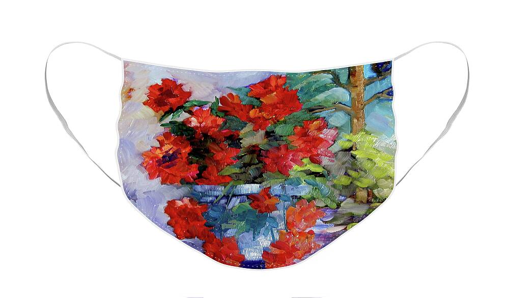 Geraniums Face Mask featuring the painting Morning Patterns by Adele Bower