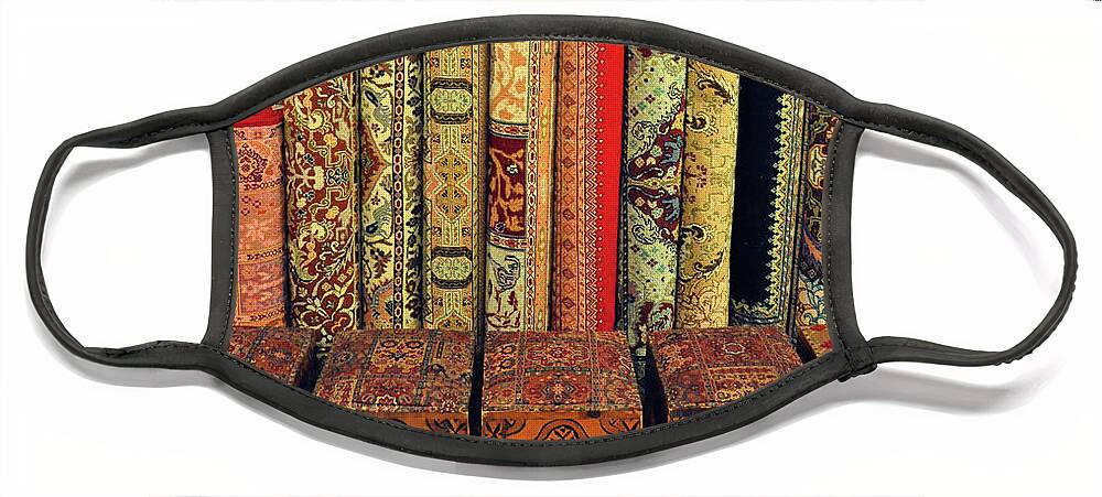 Rugs Face Mask featuring the photograph Moroccan Rugs by Denise Strahm