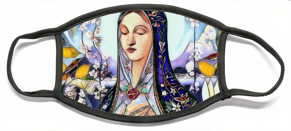 The Virgin Mary Face Mask featuring the digital art Mother Mary by Pennie McCracken