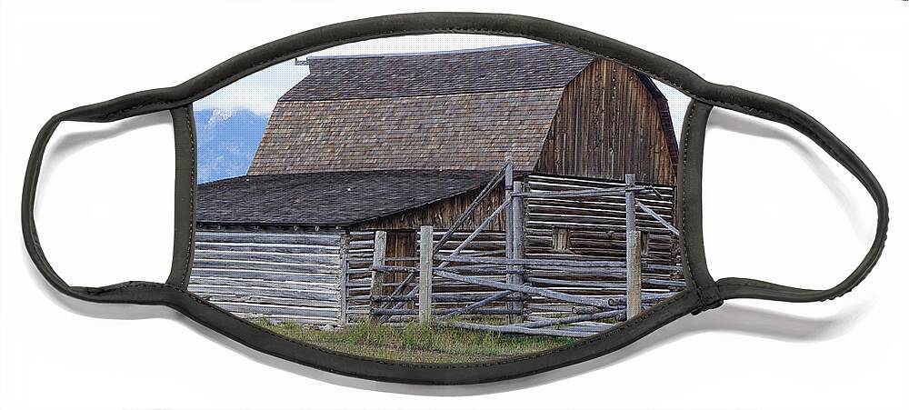 Moulton Barn Face Mask featuring the photograph Moulton Barn on Mormon Row 1223 by Cathy Anderson