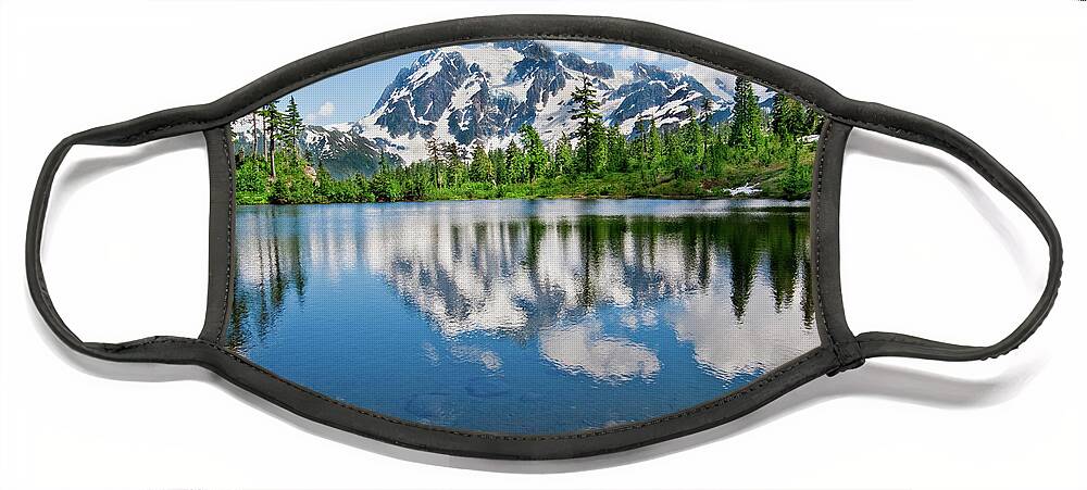 Beauty In Nature Face Mask featuring the photograph Mount Shuksan Reflected in Picture Lake by Jeff Goulden