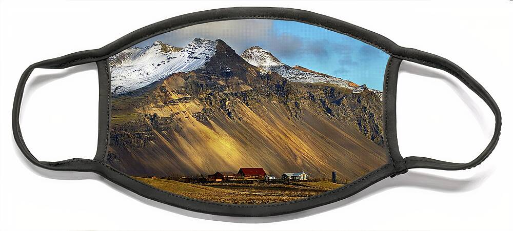 Iceland Face Mask featuring the photograph Mountain farm by Christopher Mathews