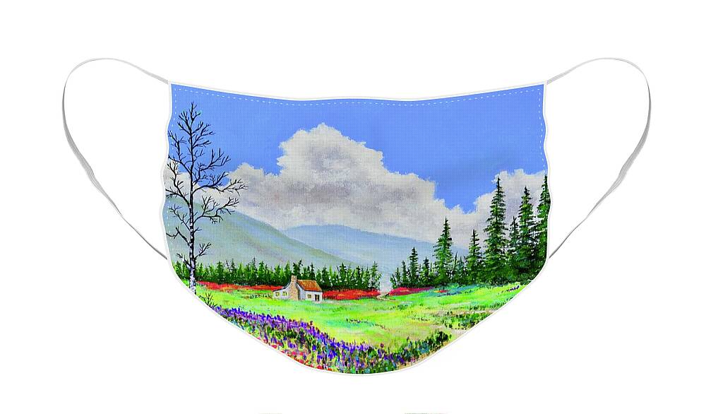 Flowers Face Mask featuring the painting Mountain Flowers by Mary Scott