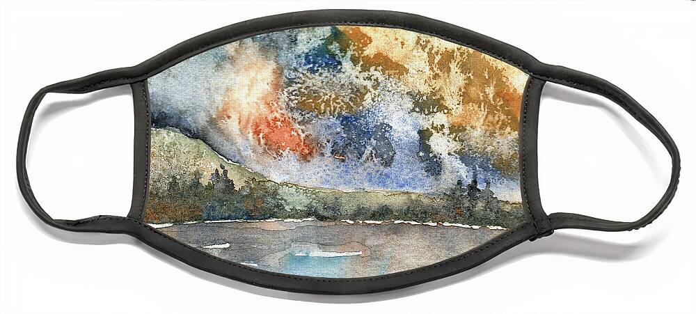 Mountain Face Mask featuring the painting Mountain Lake No 2 by Wendy Keeney-Kennicutt