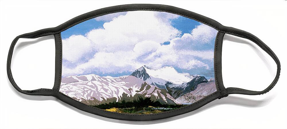Mountain Face Mask featuring the painting Mountain Meadow by Jacqueline Shuler