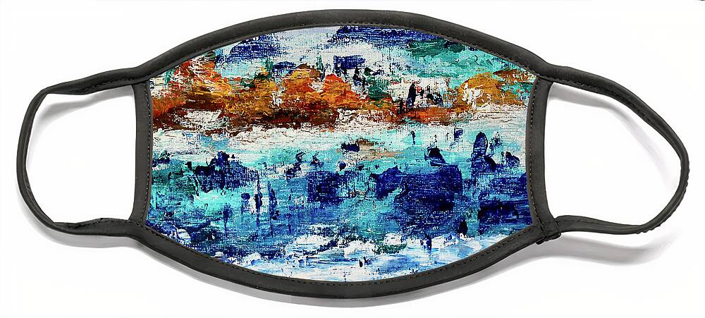 Mountains Face Mask featuring the painting Mountain Retreat by Teresa Moerer