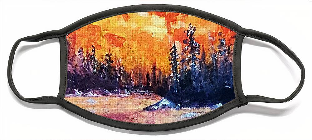 Nature Face Mask featuring the painting Mountain Rise by Rose Lewis