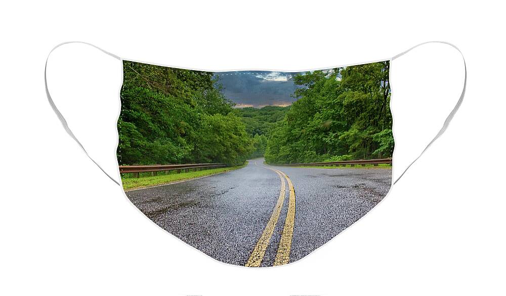 Asphalt Face Mask featuring the photograph Mountain Road into Distance by Darryl Brooks