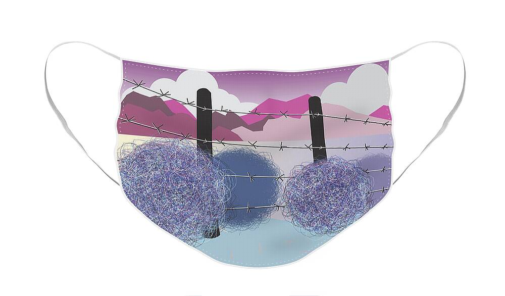 Landscape Face Mask featuring the digital art Mountain Vista by Ted Clifton