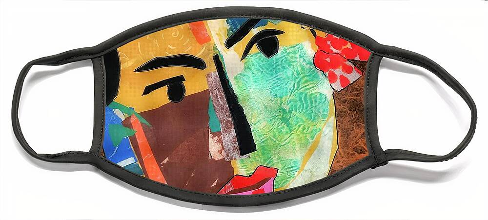 Abstract Portrait Face Mask featuring the painting Mujer de Mexico Uno by Elaine Elliott