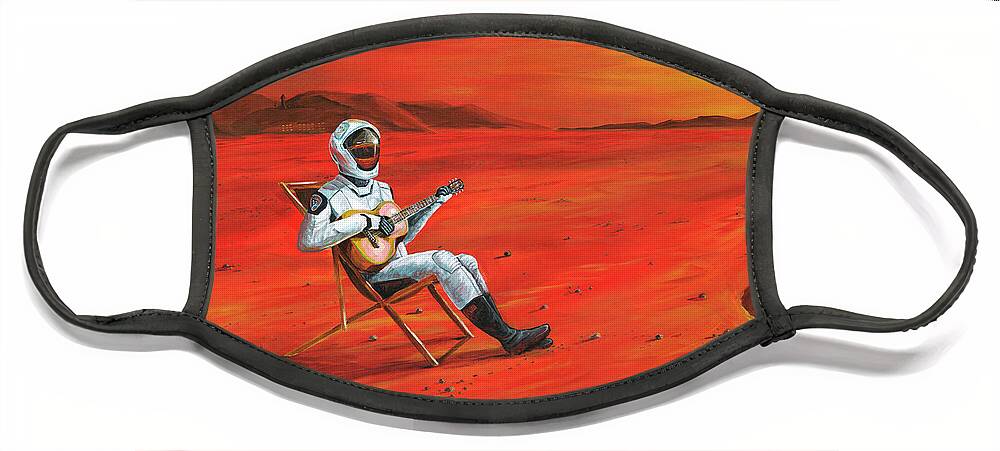 Mars Face Mask featuring the painting Music On Mars by Scott Dewis