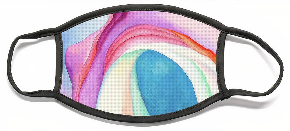 Georgia O'keeffe Face Mask featuring the painting Music Pink and Blue No 2 - Colorful modernist abstract painting by Georgia O'Keeffe