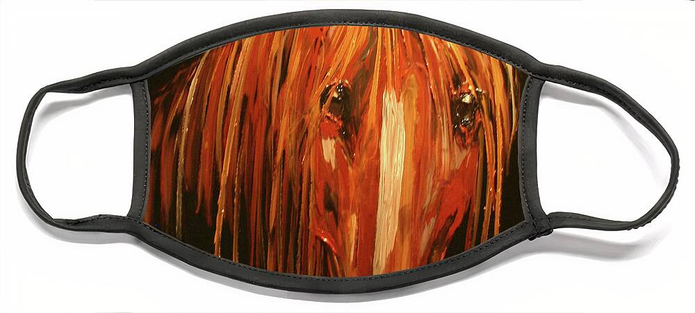 Western Face Mask featuring the painting Mustang Sally by Marilyn Quigley