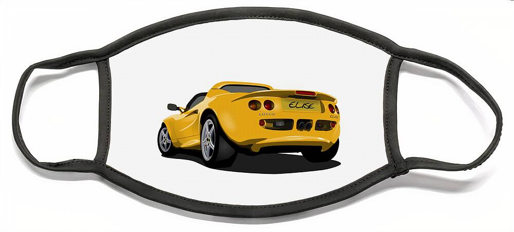 Sports Car Face Mask featuring the digital art Mustard Yellow S1 Series One Elise Classic Sports Car by Moospeed Art