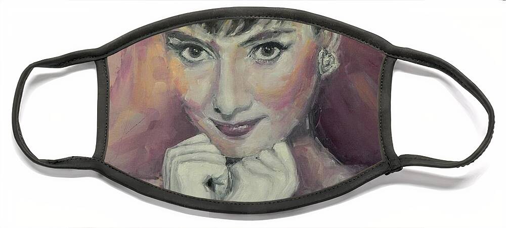 Hepburn Face Mask featuring the painting My Fair Audrey by Dan Campbell