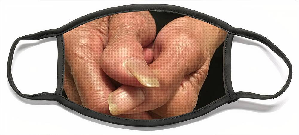 Photo Face Mask featuring the photograph My Grandma's Hands by Pamela Henry