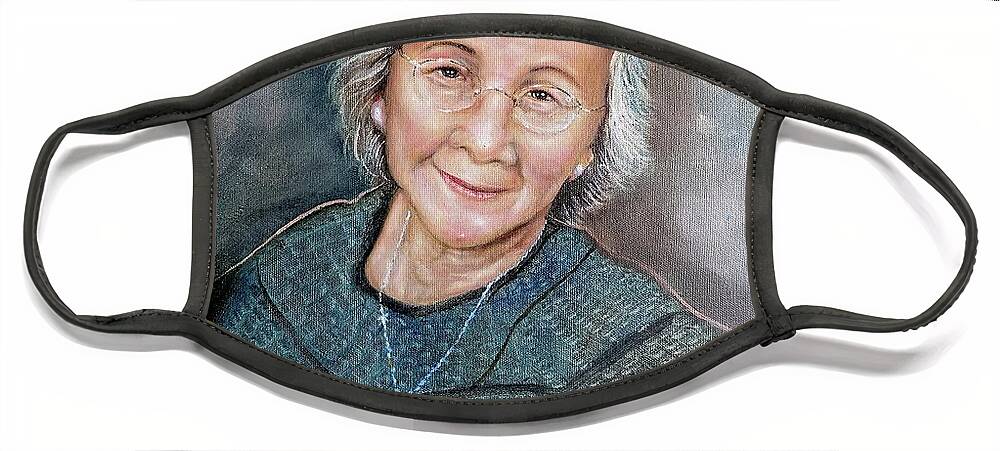  Face Mask featuring the painting My Mom by Leland Castro