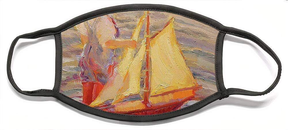 Sailboat Face Mask featuring the painting My New Sailboat by Diane Leonard