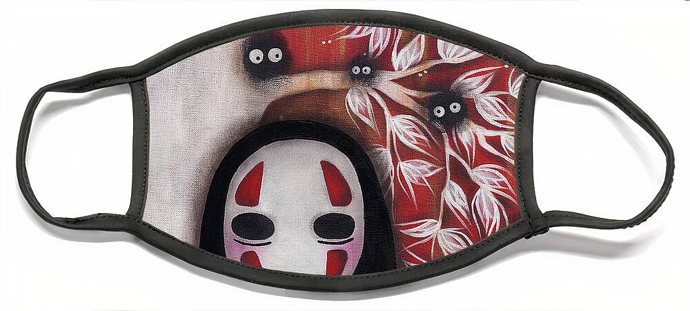 No Face Face Mask featuring the painting My Sprites by Abril Andrade