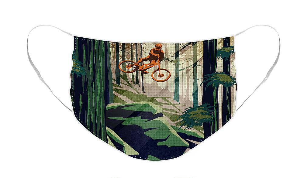 Cycling Art Face Mask featuring the painting my therapy Revelstoke by Sassan Filsoof