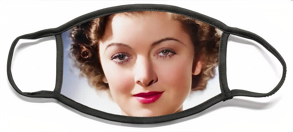 Myrna Loy Face Mask featuring the digital art Myrna Loy Square Print by Chuck Staley