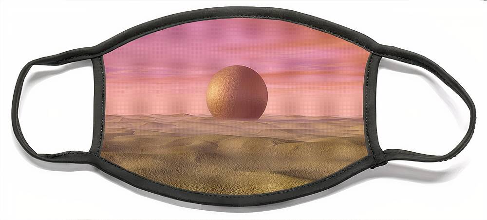 Surreal Face Mask featuring the digital art Mysterious Sphere At Dawn by Phil Perkins