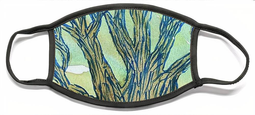 Trees Face Mask featuring the painting Naked Trees #26 by Anjel B Hartwell