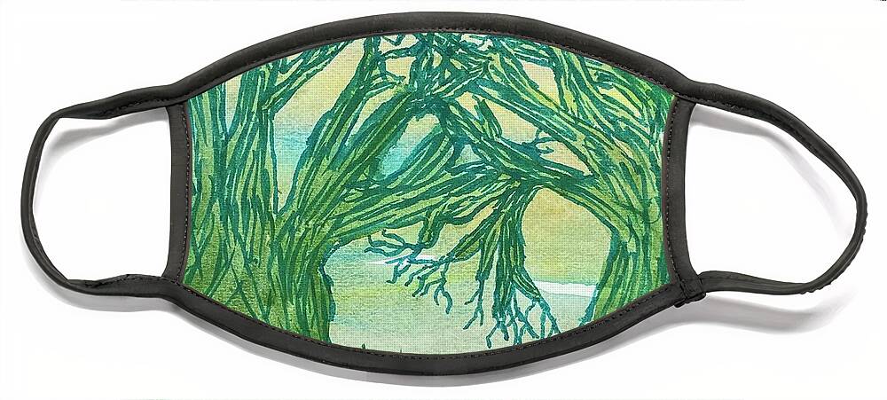 Trees Face Mask featuring the painting Naked Trees #27 by Anjel B Hartwell