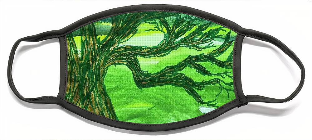 Trees Face Mask featuring the painting Naked Trees #45 by Anjel B Hartwell