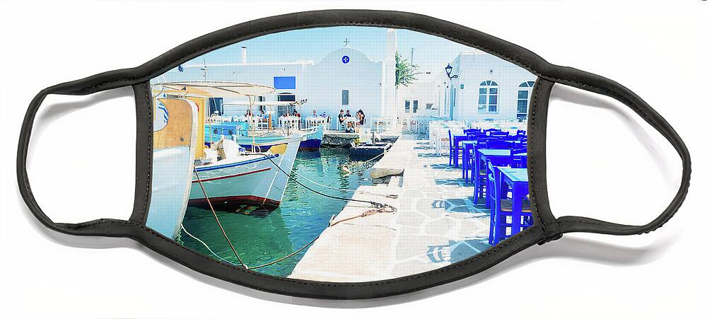 Paros Face Mask featuring the photograph Naoussa Village by Anastasy Yarmolovich