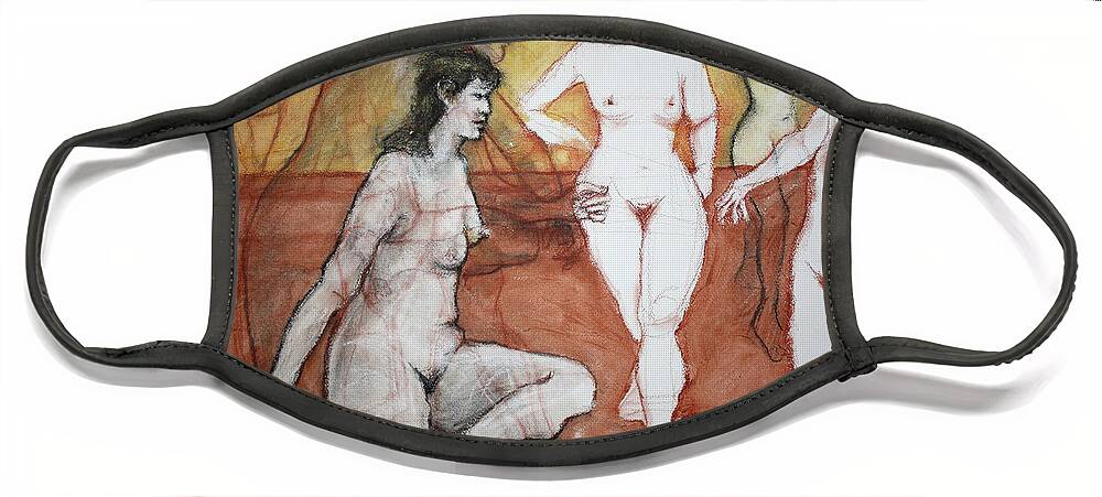 Female Nude Face Mask featuring the mixed media Natalie by PJ Kirk
