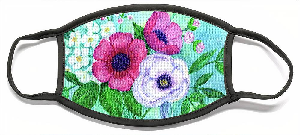 Floral Face Mask featuring the painting Natures Promise by Valerie Drake Lesiak
