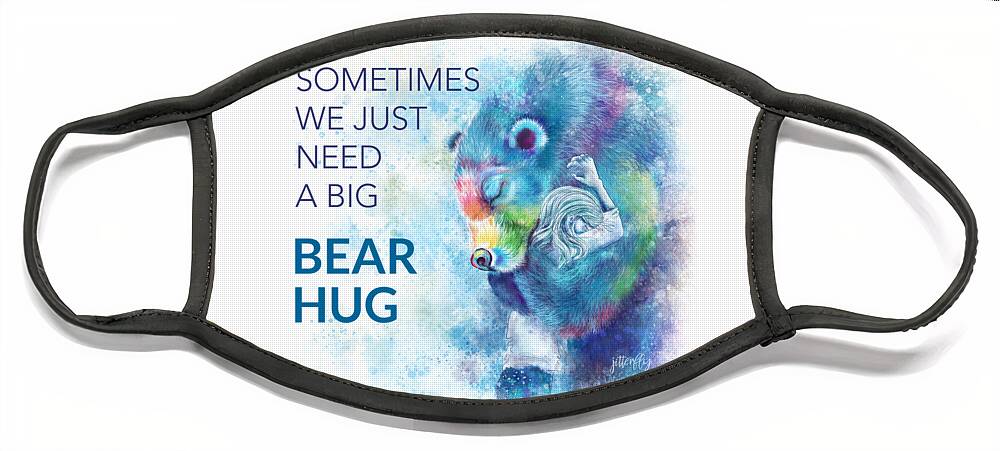 Need A Hug Face Mask featuring the digital art Need A Bear Hug by Laura Ostrowski