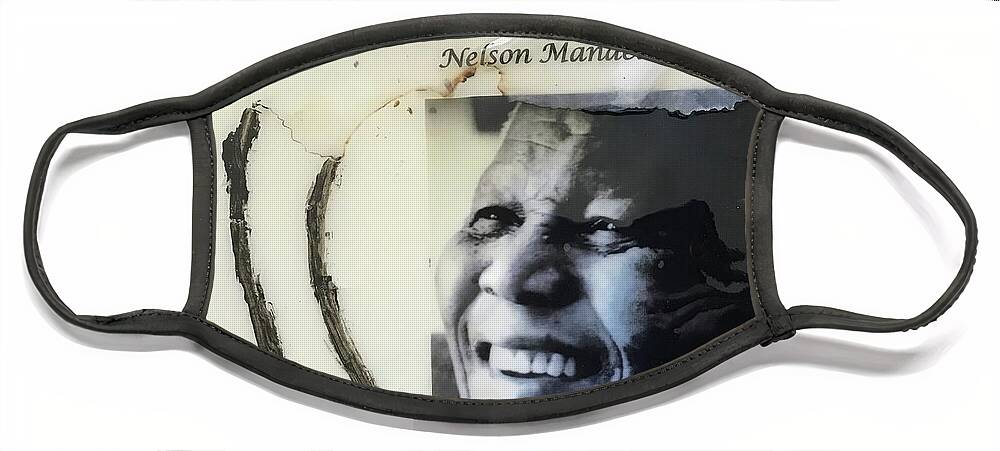 Abstract Art Face Mask featuring the painting Nelson Mandela on Education by Medge Jaspan