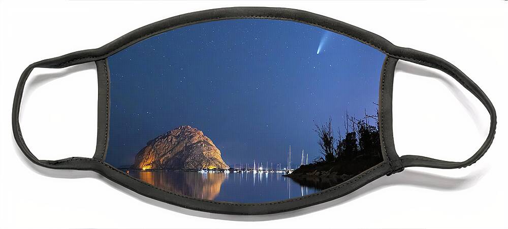 Comet Face Mask featuring the photograph Neowise Comet and Morro Rock by Mimi Ditchie