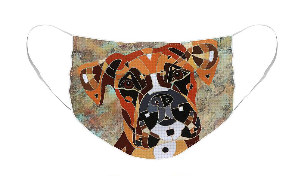 Boxer Dog Art Face Mask featuring the painting Never Boxed In Boxer Dog Art by Barbara Rush