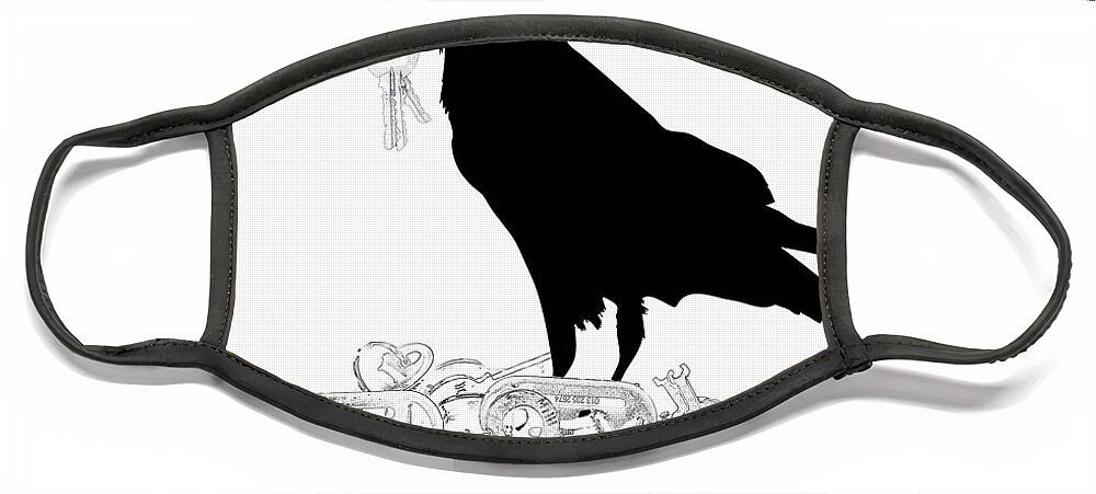 Crow Face Mask featuring the mixed media Nevermore to be Found by Moira Law