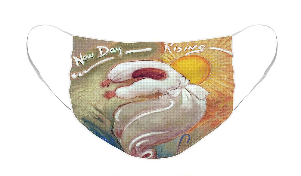 Coffee Face Mask featuring the painting New Day Rising by Linda Carter Holman