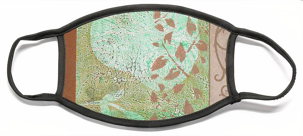 Mixed-media Face Mask featuring the mixed media New Leaf by MaryJo Clark