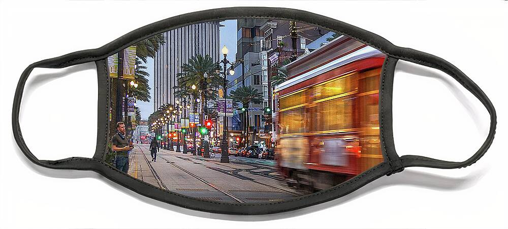 New Orleans Face Mask featuring the digital art New Orleans Street Scene by James Woody
