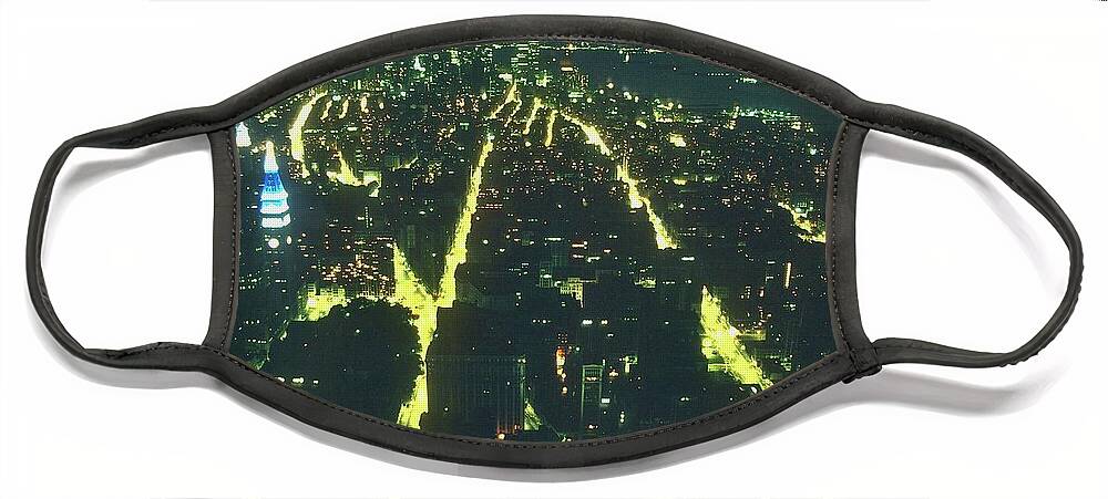 New York Face Mask featuring the photograph New York City at Night in 1984 by Gordon James