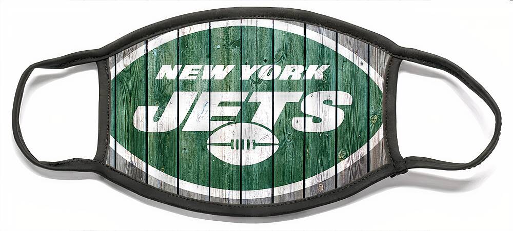 New York Jets Face Mask featuring the digital art New York Jets Wood Art by CAC Graphics