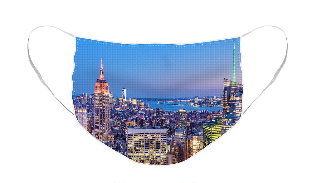 New York City Skyline At Night Face Mask featuring the photograph New York Skyline at Sunset by Neale And Judith Clark